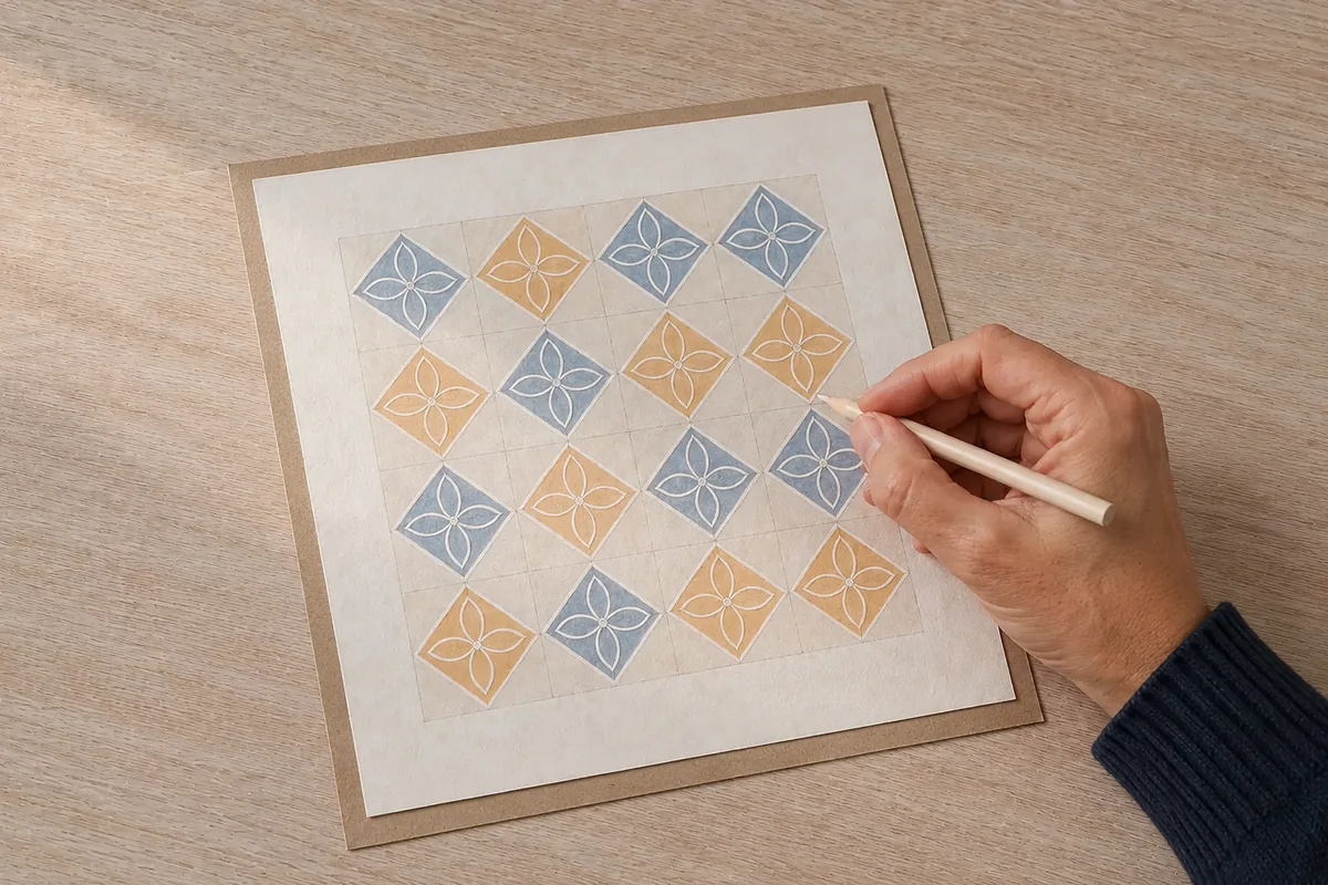 Motifs batik indonésiens sur papier