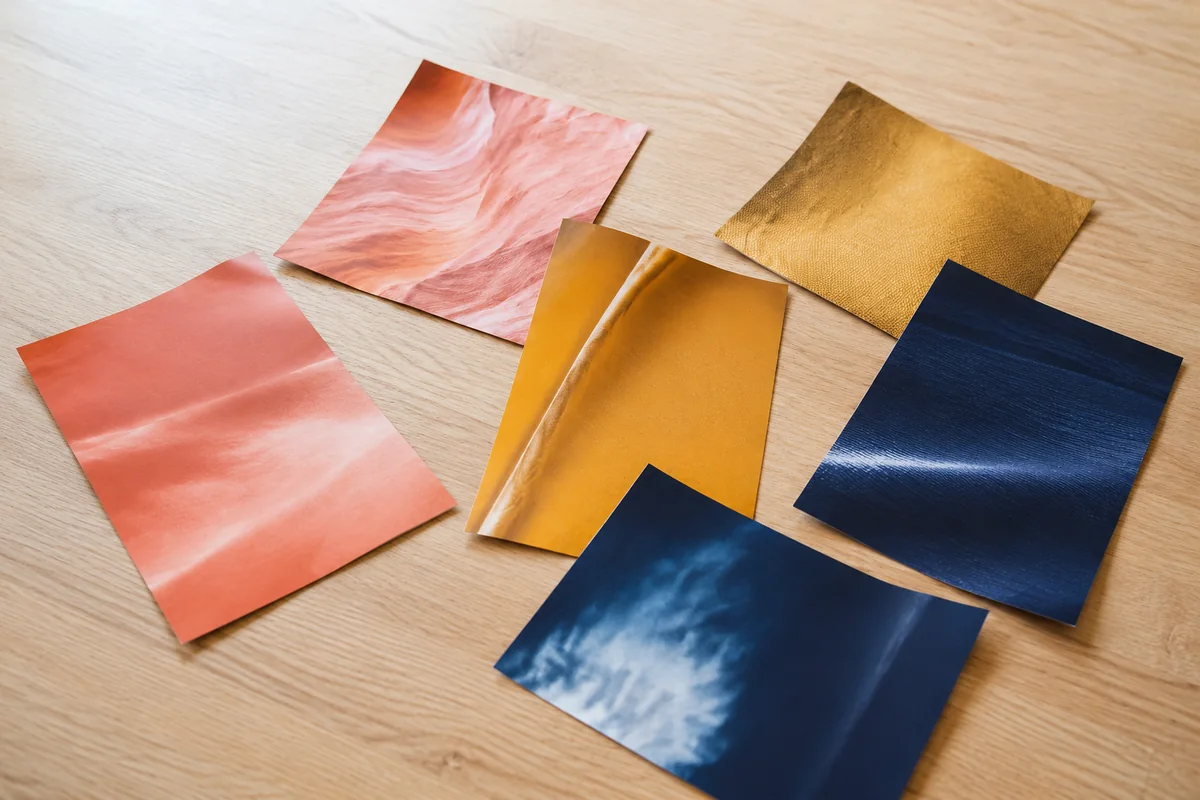 Étape 1 : pages sélectionnées dans trois couleurs dominantes, pour « Bracelet de perles en papier de magazine ».