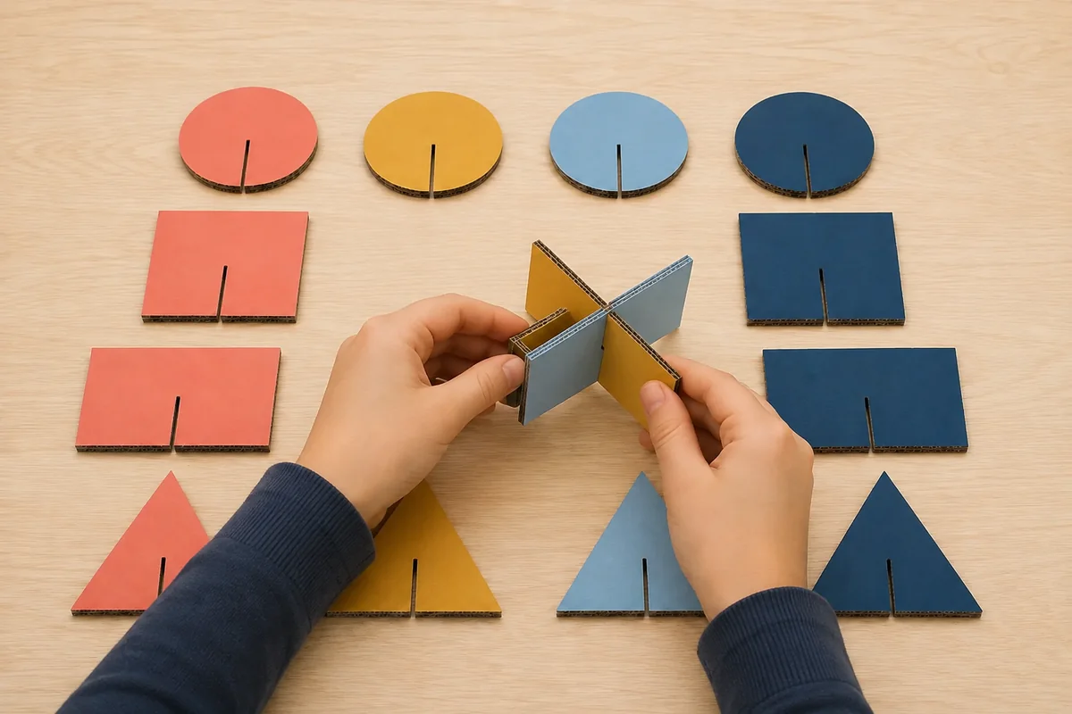Étape 4 : deux pièces croisées droites sans déchirure, pour « Créer un kit de construction en carton emboîtable sans colle ».