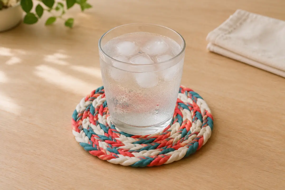Tresser un sous-verre avec des bandes de vieux tee-shirt
