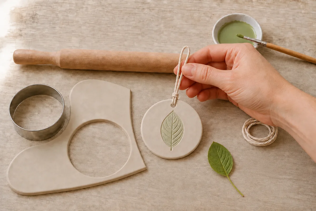 Créer un médaillon en argile à empreinte botanique