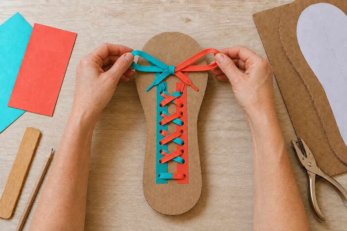 Créer une chaussure d'apprentissage du laçage en carton