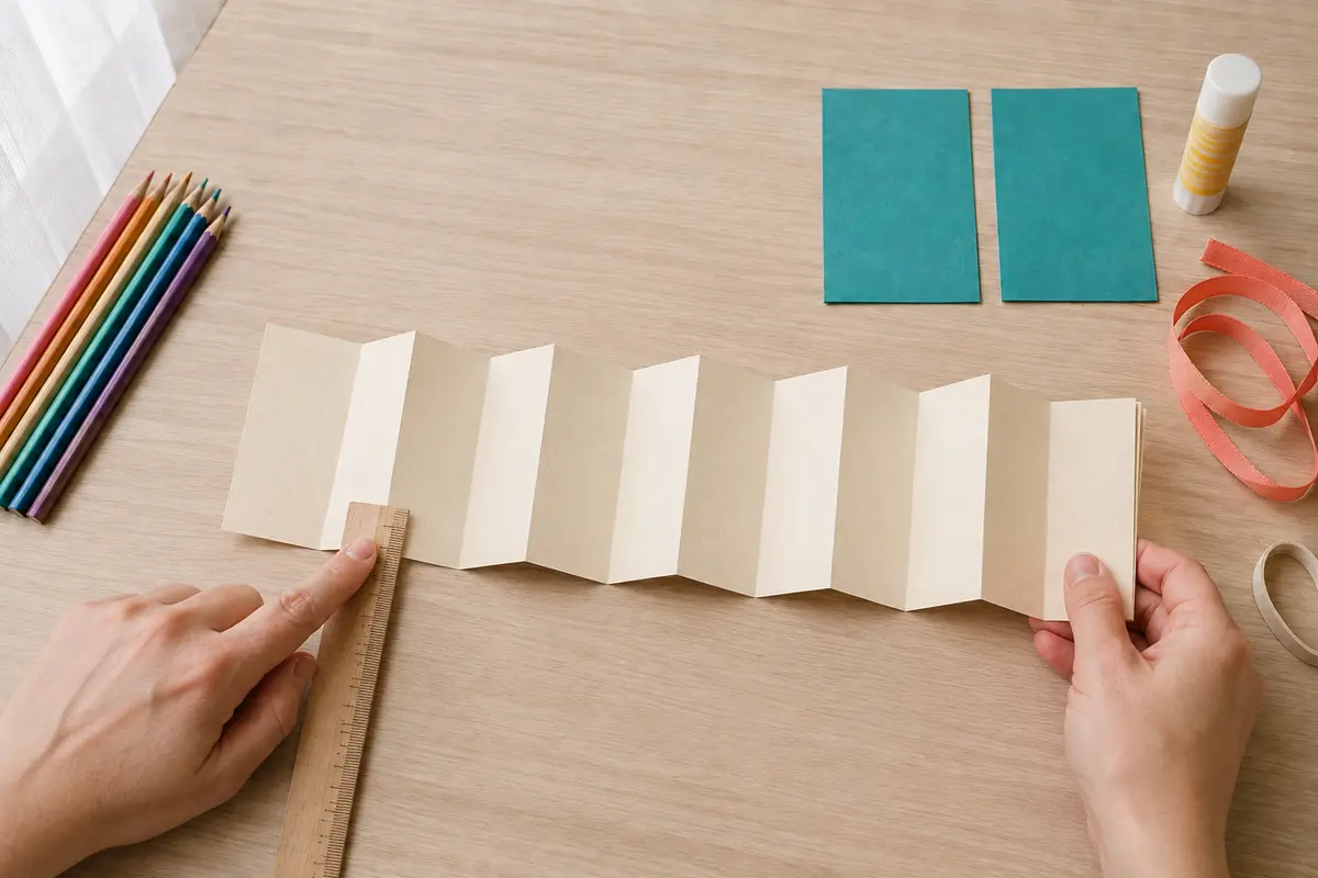 Étape 2 : accordéon égal numéroté au verso, pour « Fabriquer un livre accordéon de remerciements pour l'enseignant ».