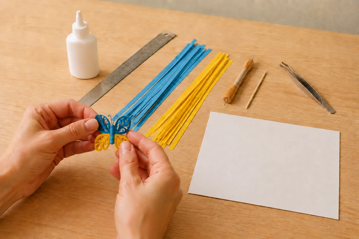 Étape 4 de quilling enfant : assembler le papillon
