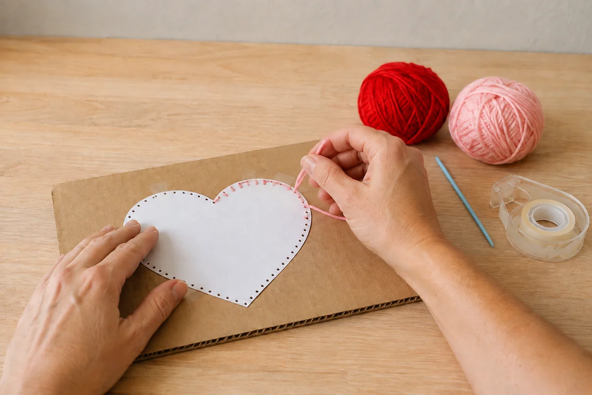 Étape 2 de string art enfant sans clous : enfiler le contour