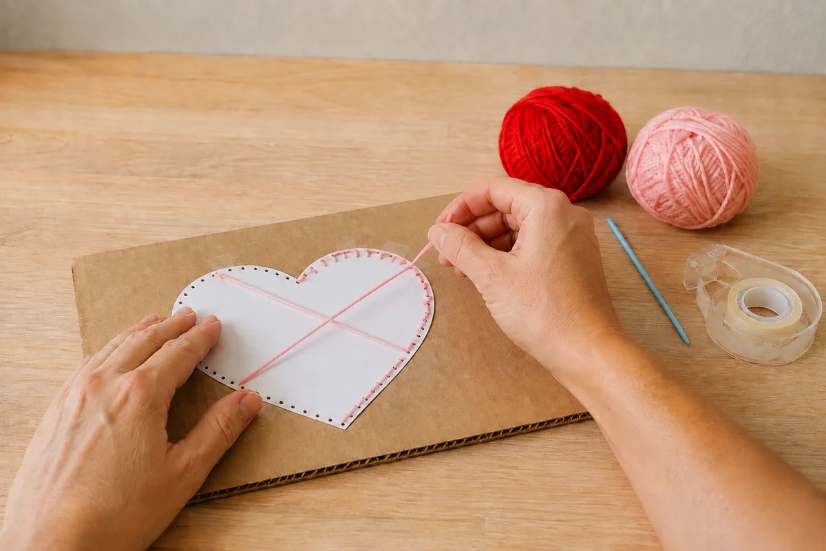 Étape 3 de string art enfant sans clous : croiser les premiers fils