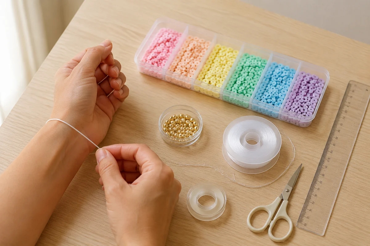 Étape 1 de bracelets en perles heishi : mesurer le poignet et trier