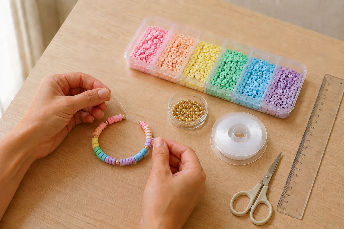 Étape 4 de bracelets en perles heishi : nouer et sécuriser