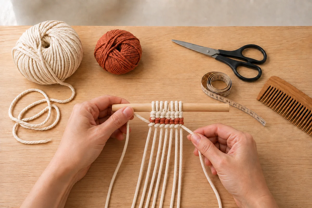 Étape 3 de macramé enfant : former la bande centrale