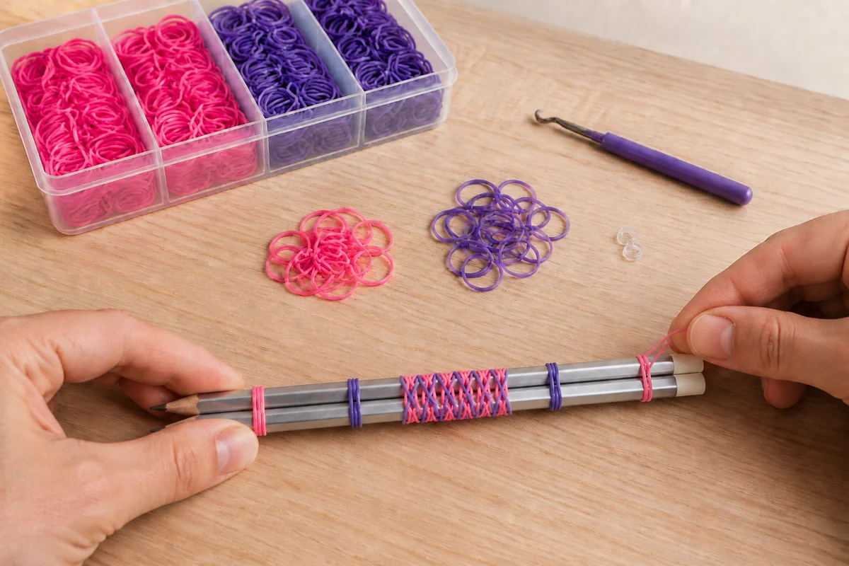 Étape 3 de bracelets élastiques loom : répéter la queue de poisson