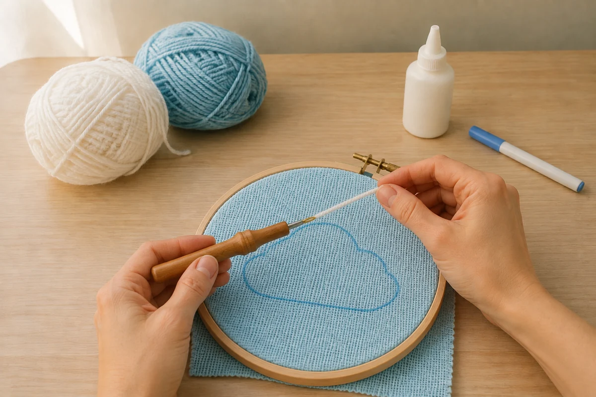 Étape 2 de punch needle enfant : enfiler l’aiguille