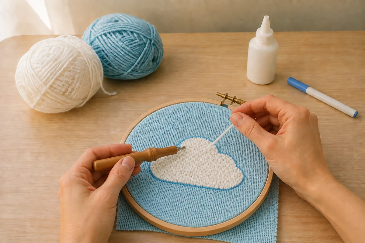 Étape 3 de punch needle enfant : remplir le nuage