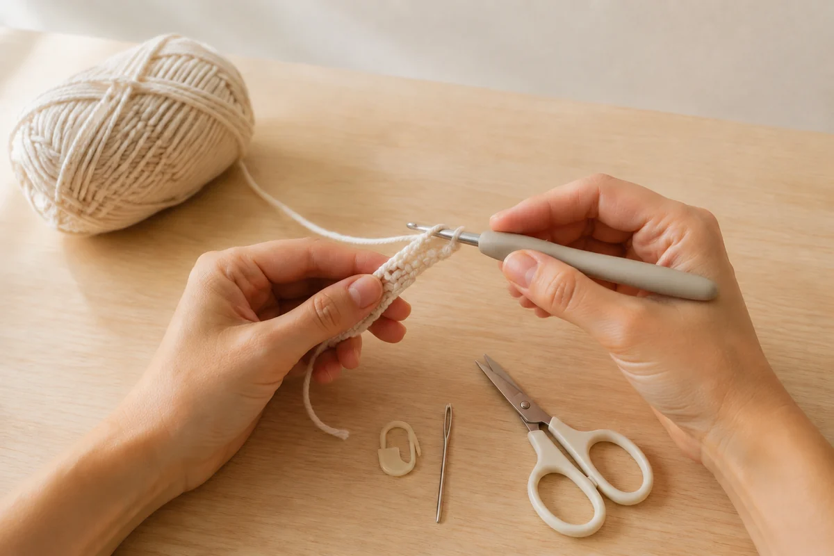 Étape 2 de crochet enfant débutant : piquer la première rangée