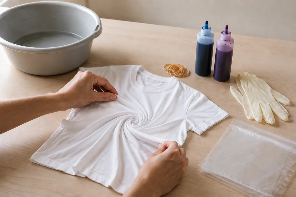 Étape 2 de tie and dye enfant : former la spirale