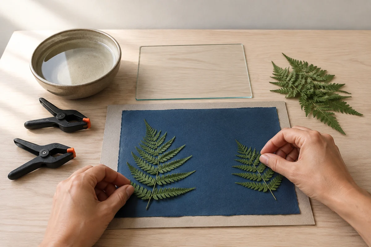 Étape 1 de cyanotype enfant : préparer la composition à l’ombre