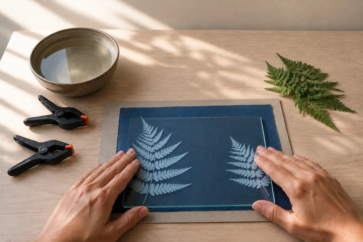 Étape 3 de cyanotype enfant : exposer au soleil