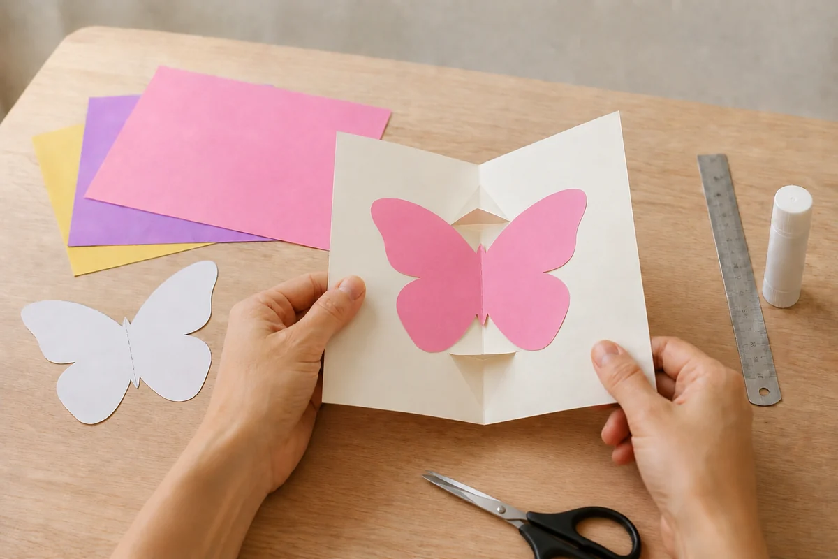 Étape 4 de kirigami enfant : coller dans la carte