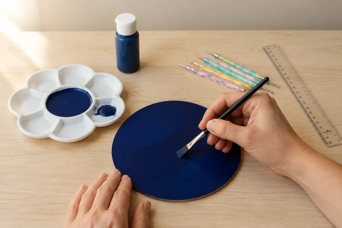 Étape 1 de dot painting enfant : peindre le fond