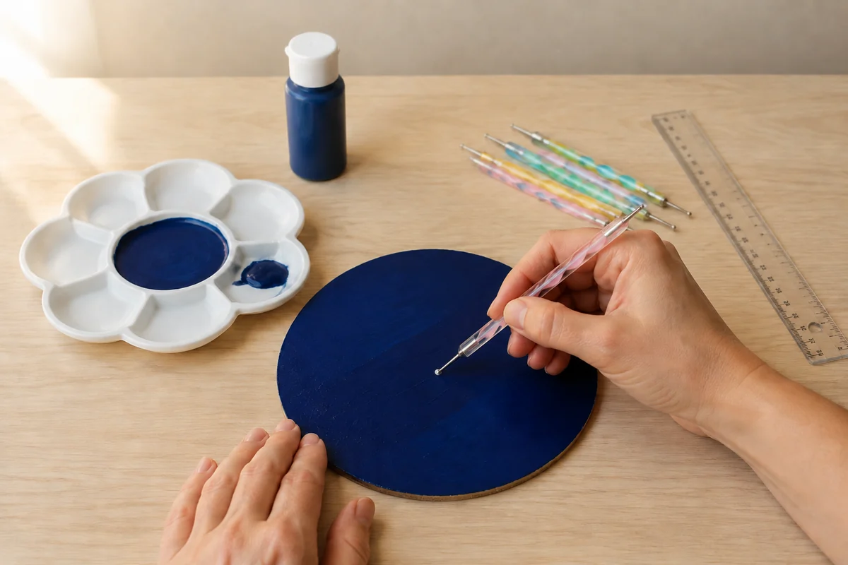 Étape 2 de dot painting enfant : marquer le centre