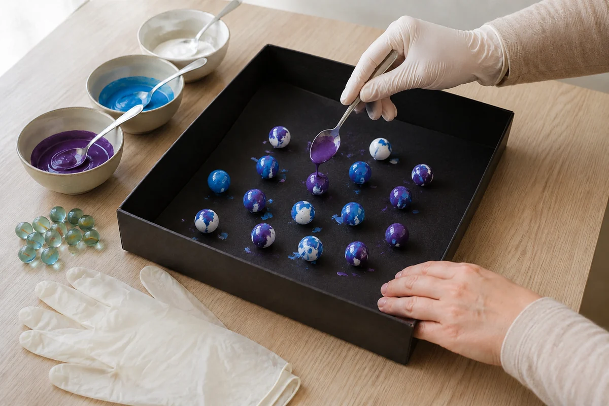 Étape 2 de peinture aux billes : enduire les billes