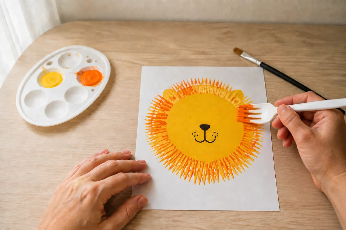 Étape 3 de peinture à la fourchette : imprimer la crinière