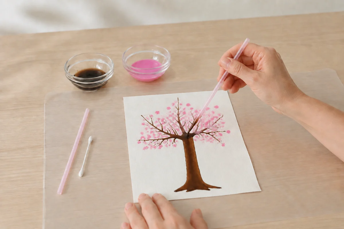 Étape 3 de peinture soufflée à la paille : ajouter les fleurs
