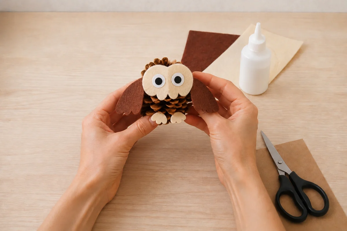 Étape 4 de bricolage pommes de pin : ajouter ailes et pattes