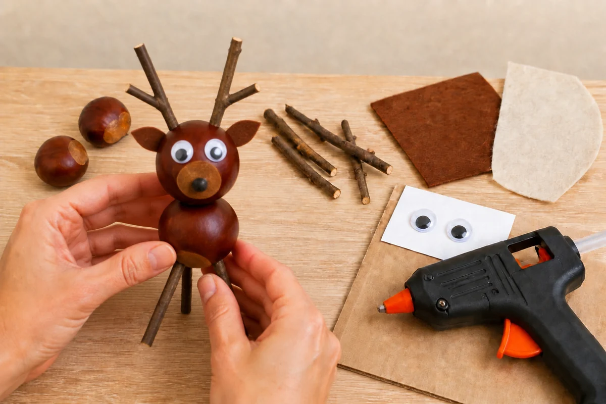 Étape 4 de bricolage marrons : ajouter bois et visage