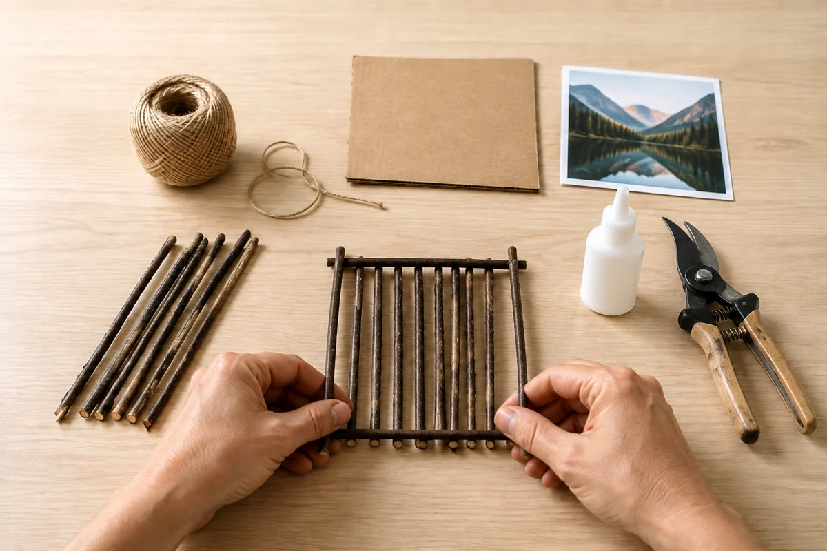 Étape 2 de bricolage brindilles : former les quatre côtés