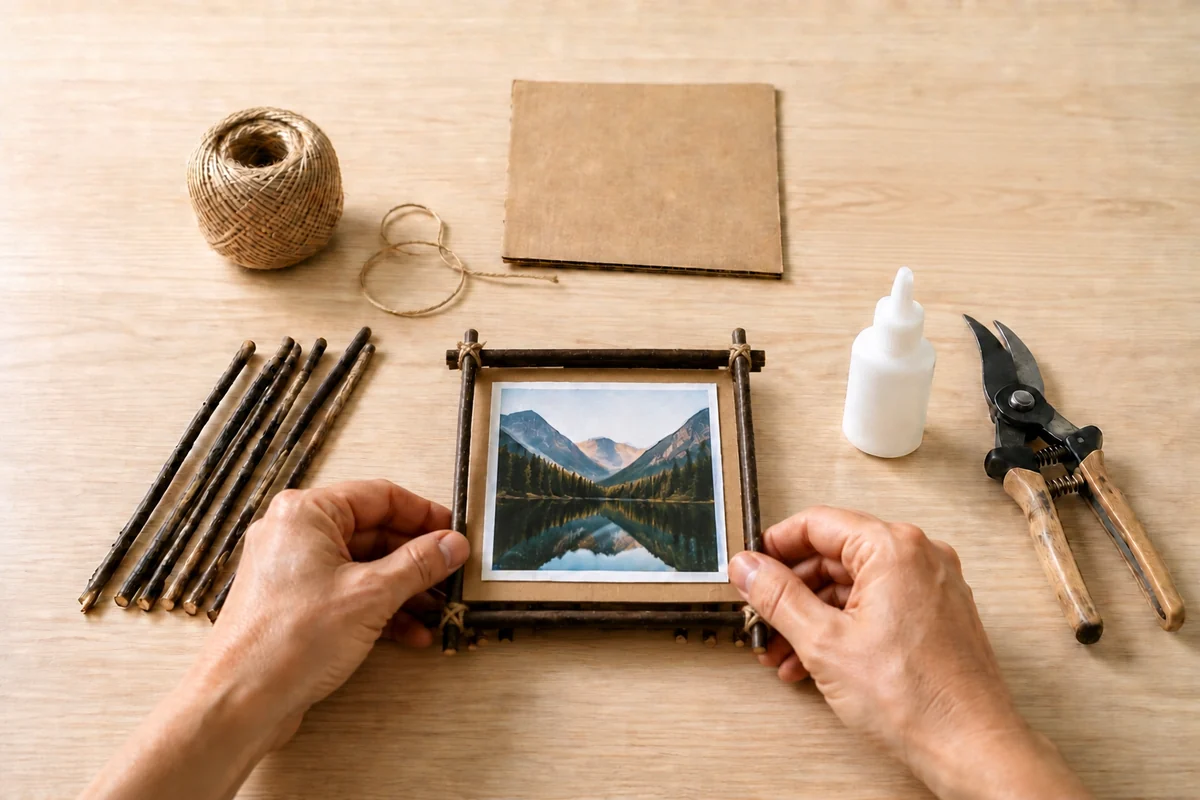 Étape 4 de bricolage brindilles : ajouter le fond et la photo