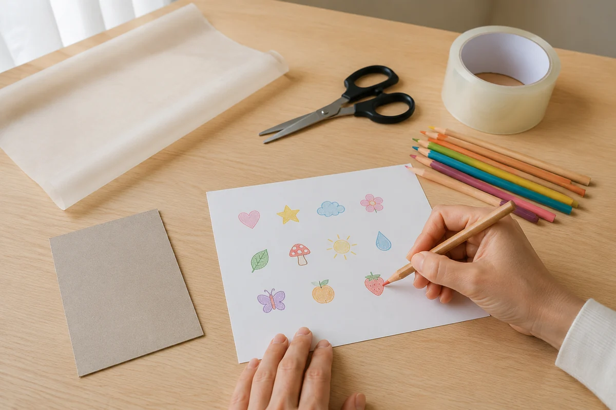 Étape 1 de stickers maison sans imprimante : dessiner les mini motifs