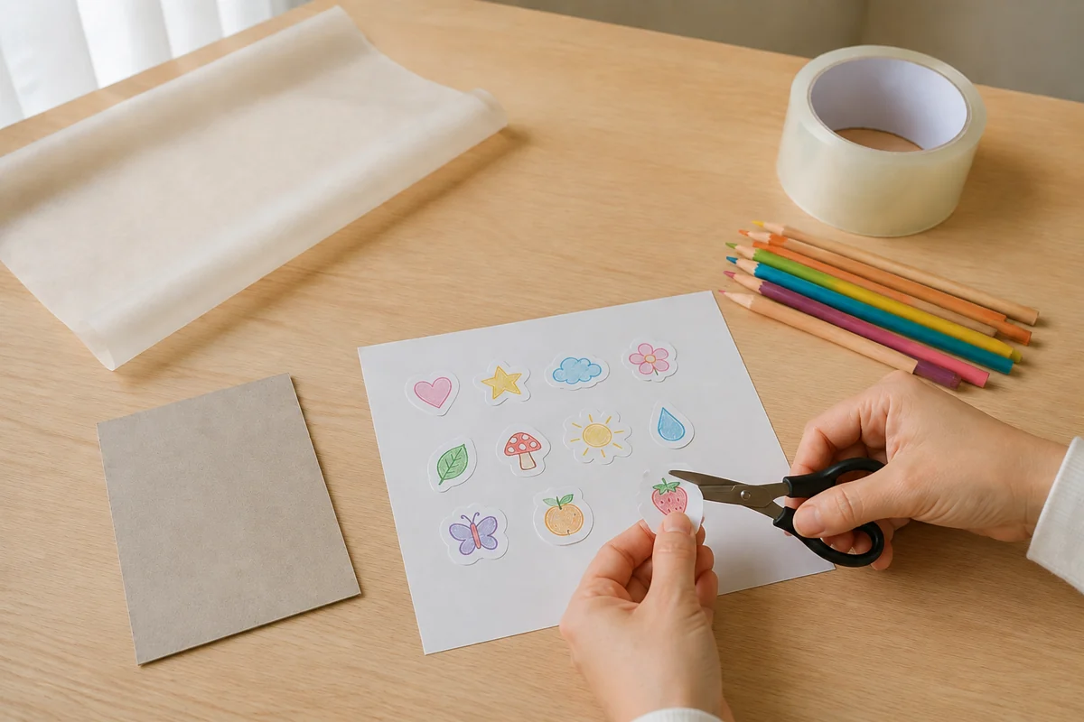 Étape 2 de stickers maison sans imprimante : découper avec marge