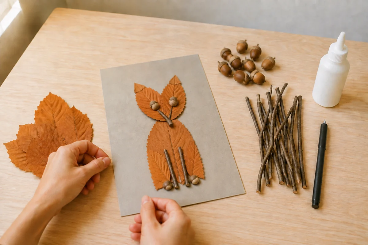Étape 3 de animaux d'automne en éléments naturels : coller le corps et la tête