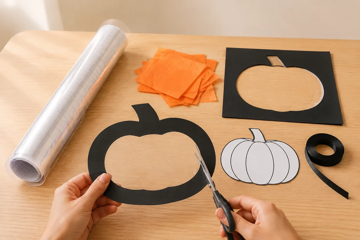 Étape 1 de attrape-soleil halloween : découper le cadre adulte