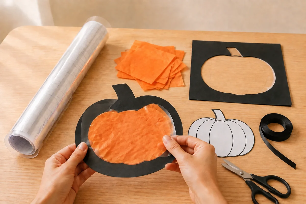 Étape 3 de attrape-soleil halloween : remplir de papier de soie
