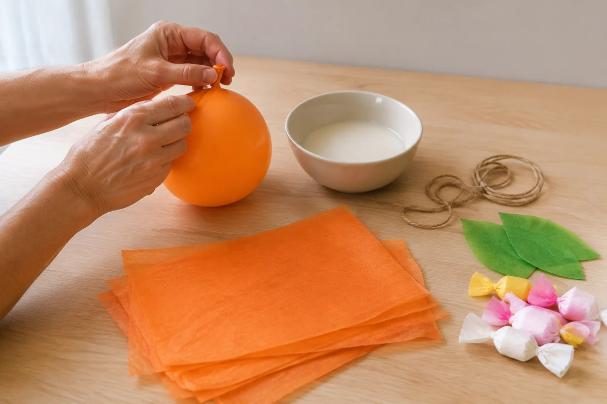 Étape 1 de citrouille surprise en papier de soie à remplir : gonfler et protéger le ballon