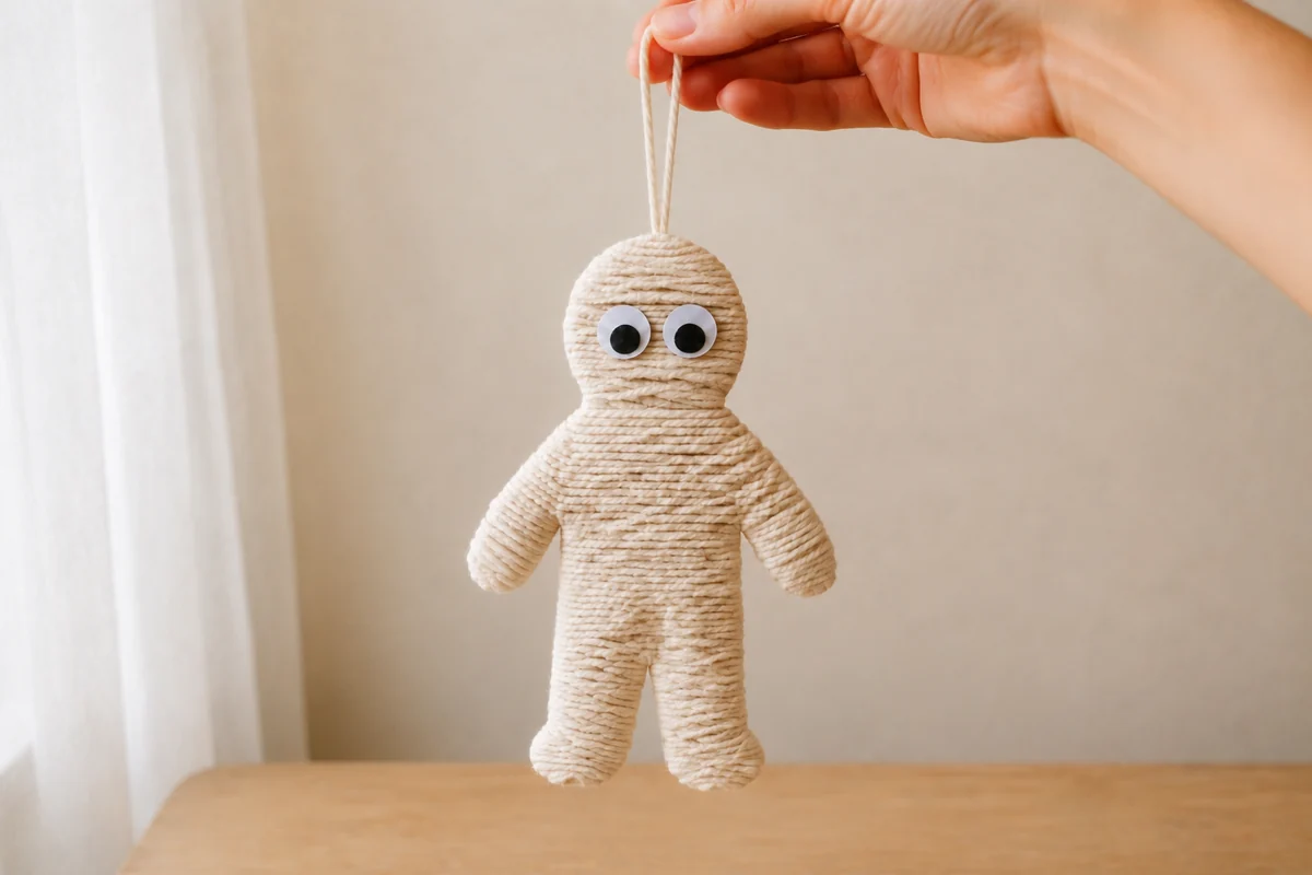 Momie en laine et carton : bricolage Halloween facile