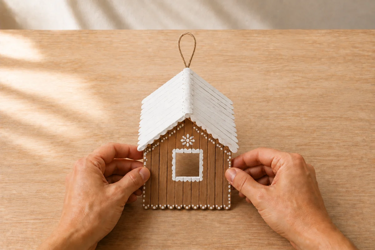 Chalet de Noël en bâtonnets : tuto pas à pas