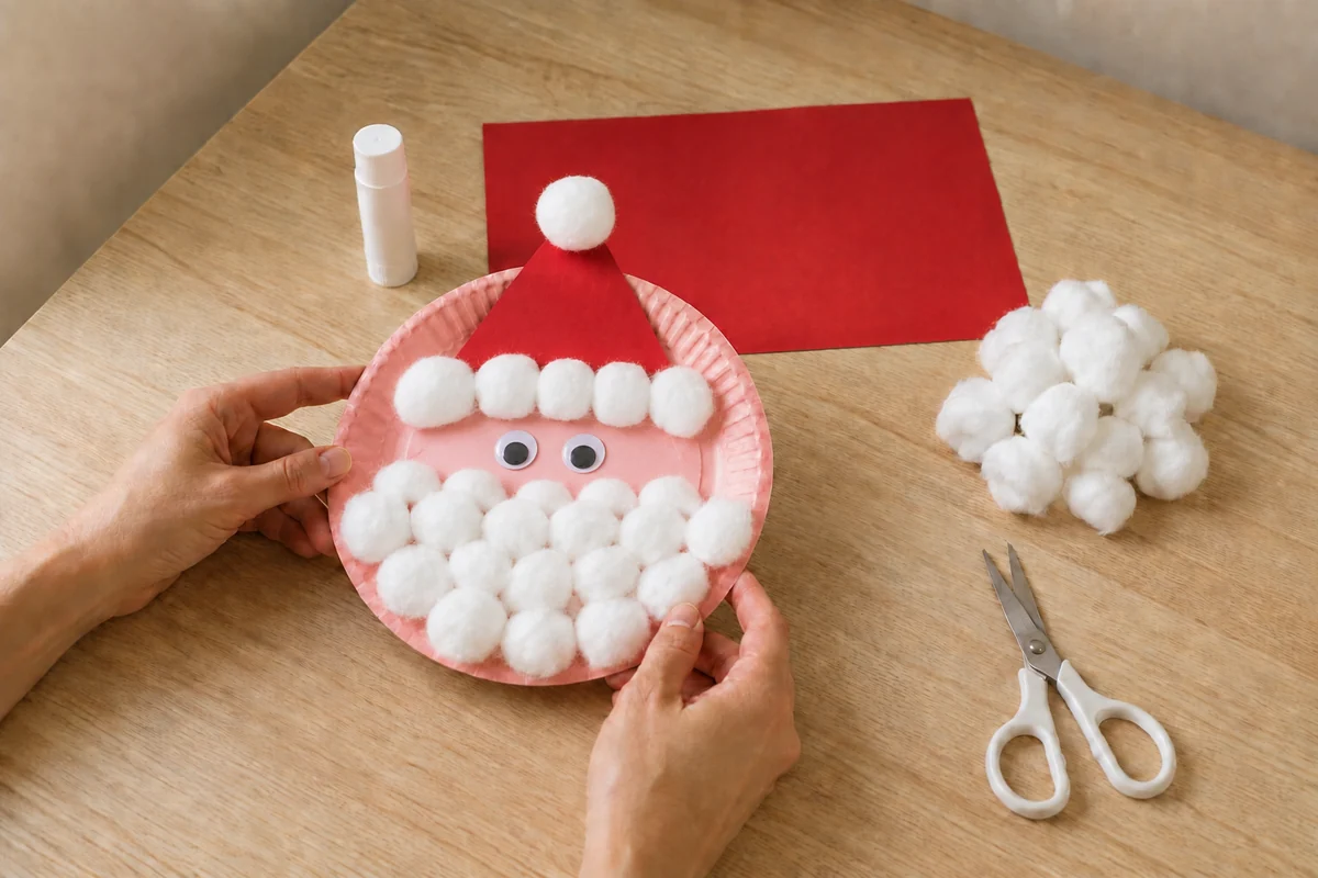 Étape 4 de père noël en boules de coton : ajouter les traits