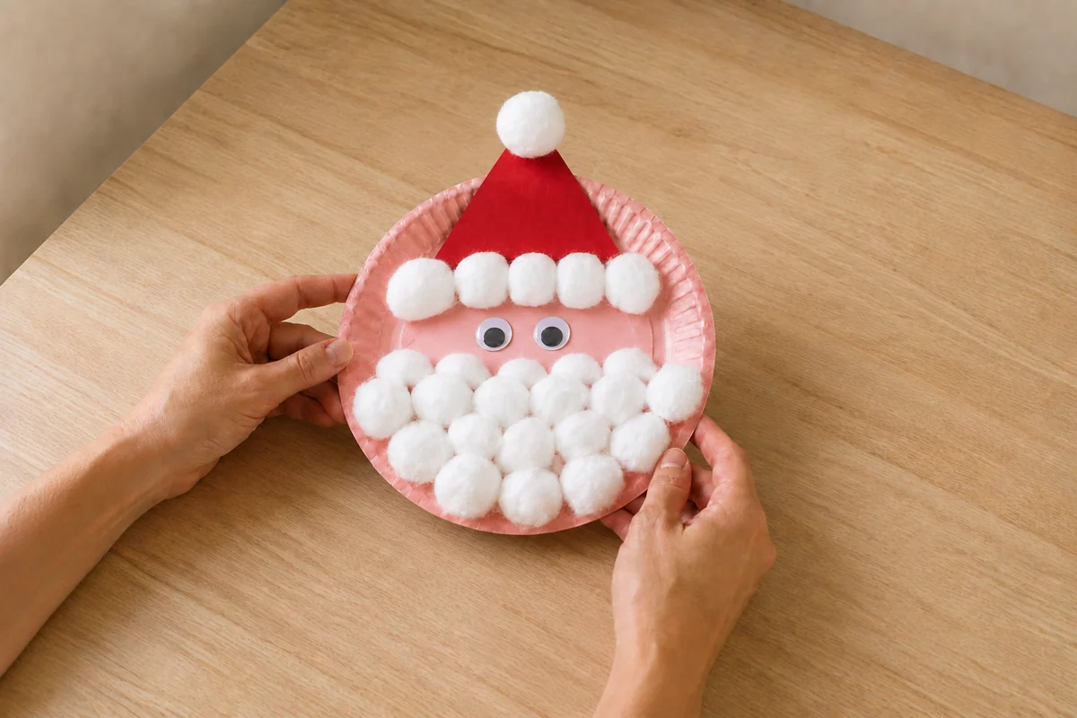 Père Noël en boules de coton : bricolage dès 3 ans