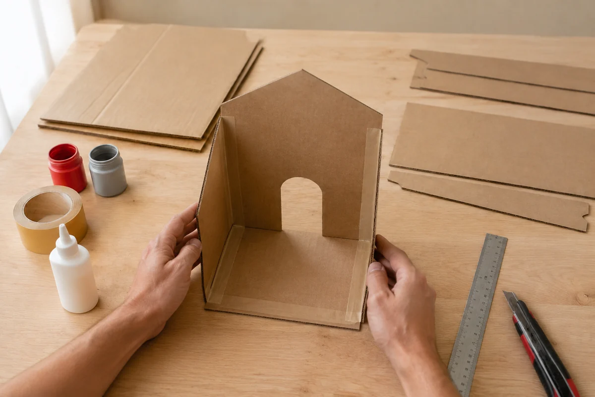 Étape 2 de cheminée de noël en carton : assembler la structure