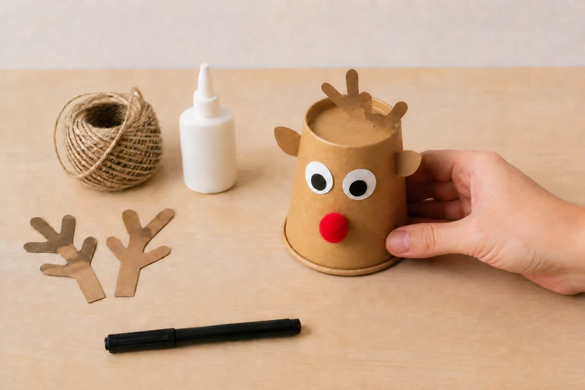 Étape 4 de renne de noël en gobelet : ajouter détails