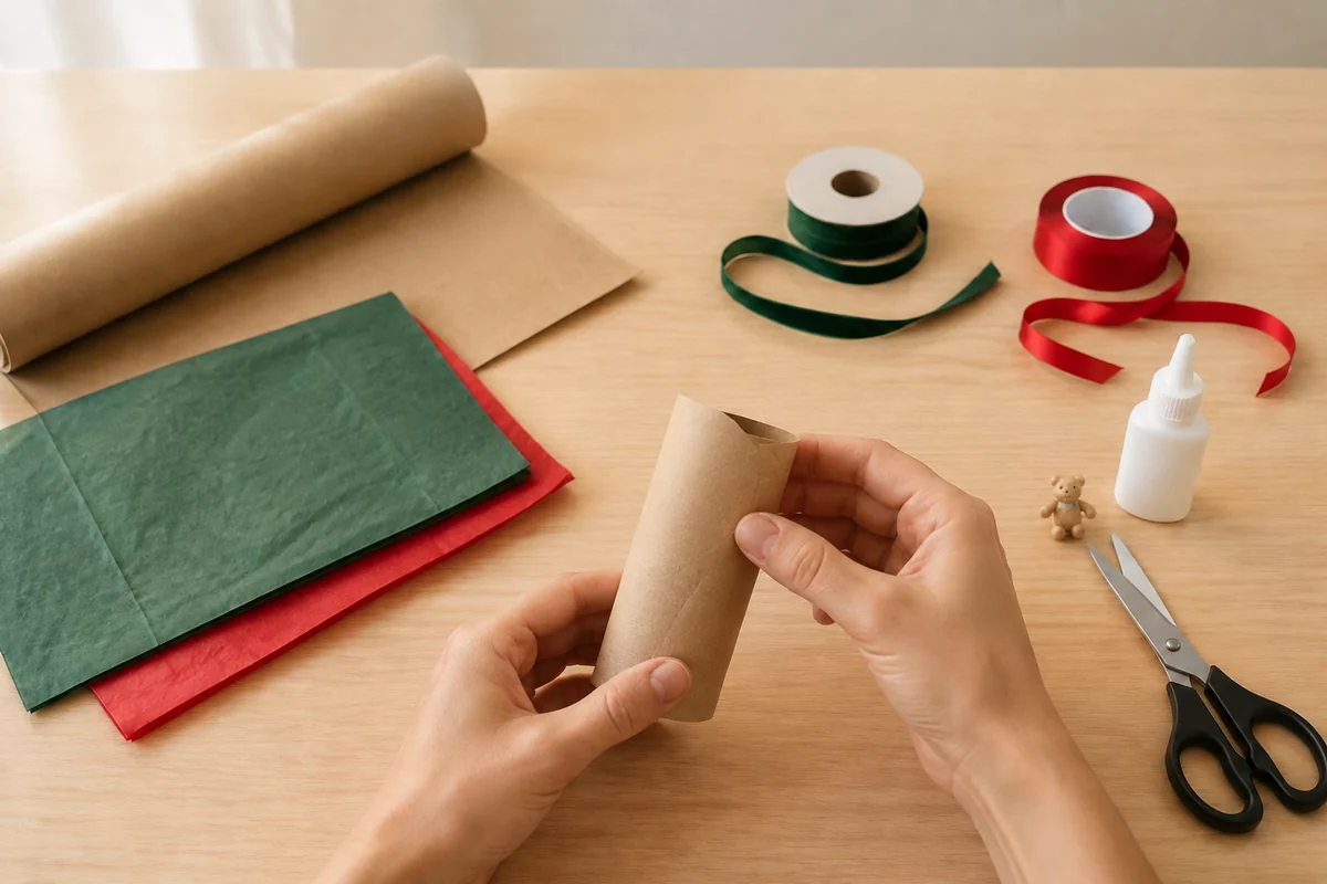 Étape 2 de crackers de noël diy : enrouler le papier