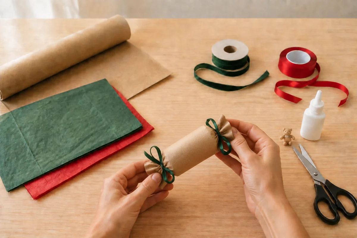 Étape 4 de crackers de noël diy : nouer et décorer