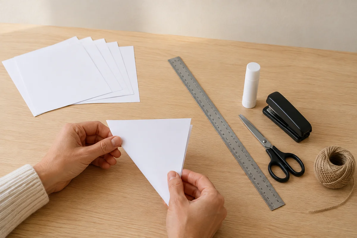 Étape 1 de flocon de neige 3d en papier : plier et tracer