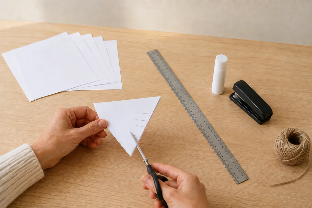 Étape 2 de flocon de neige 3d en papier : découper les fentes