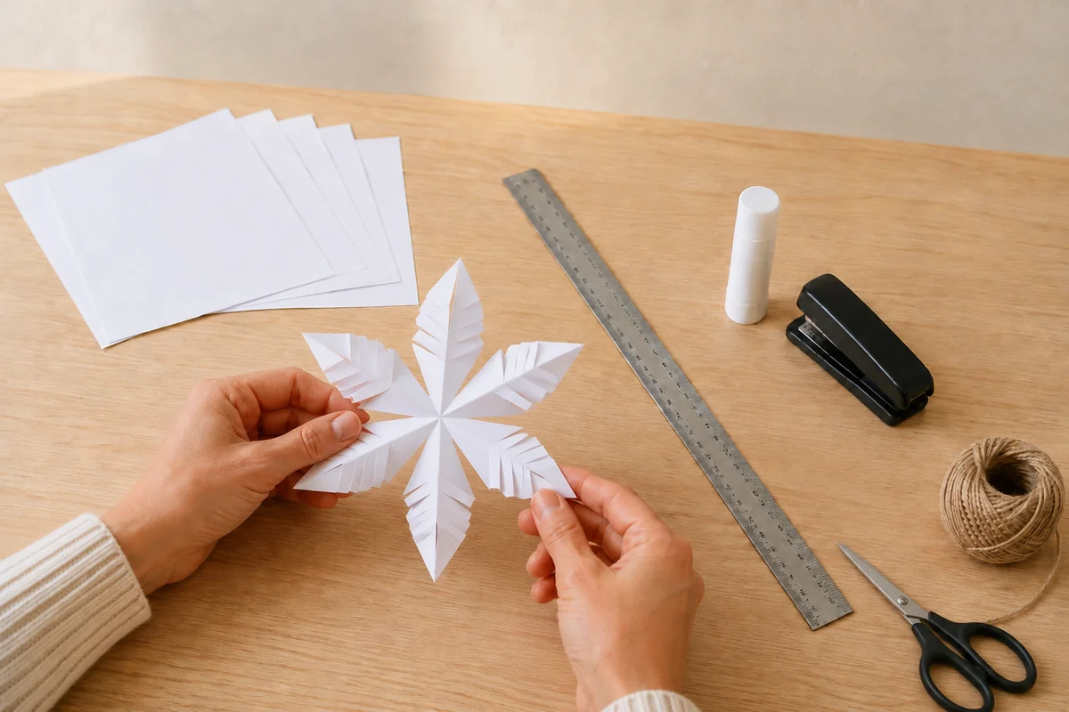 Étape 3 de flocon de neige 3d en papier : former chaque branche