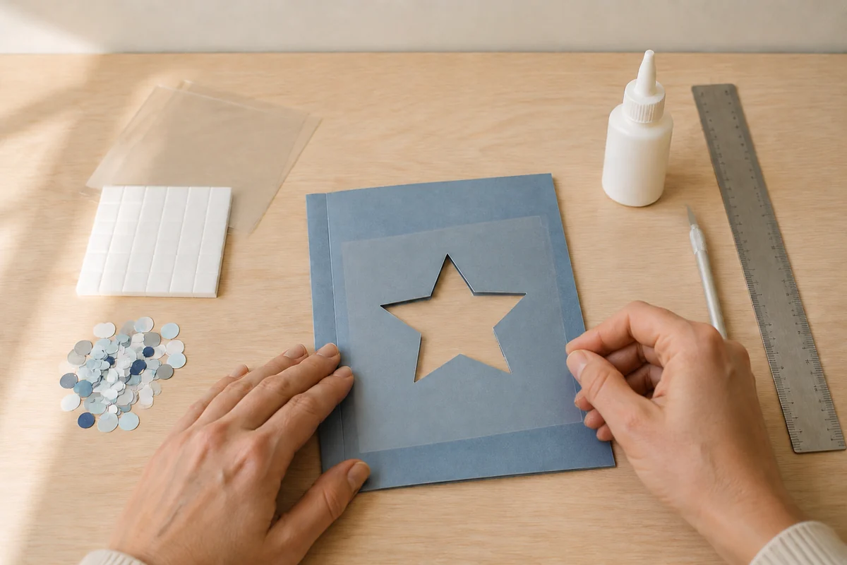 Étape 2 de carte shaker diy : poser la feuille transparente