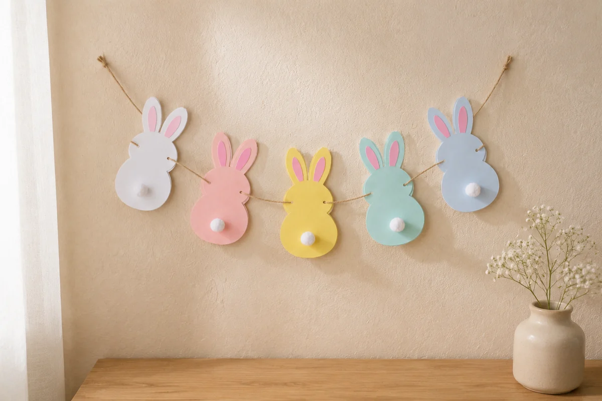 Guirlande de Pâques : lapins en papier à fabriquer