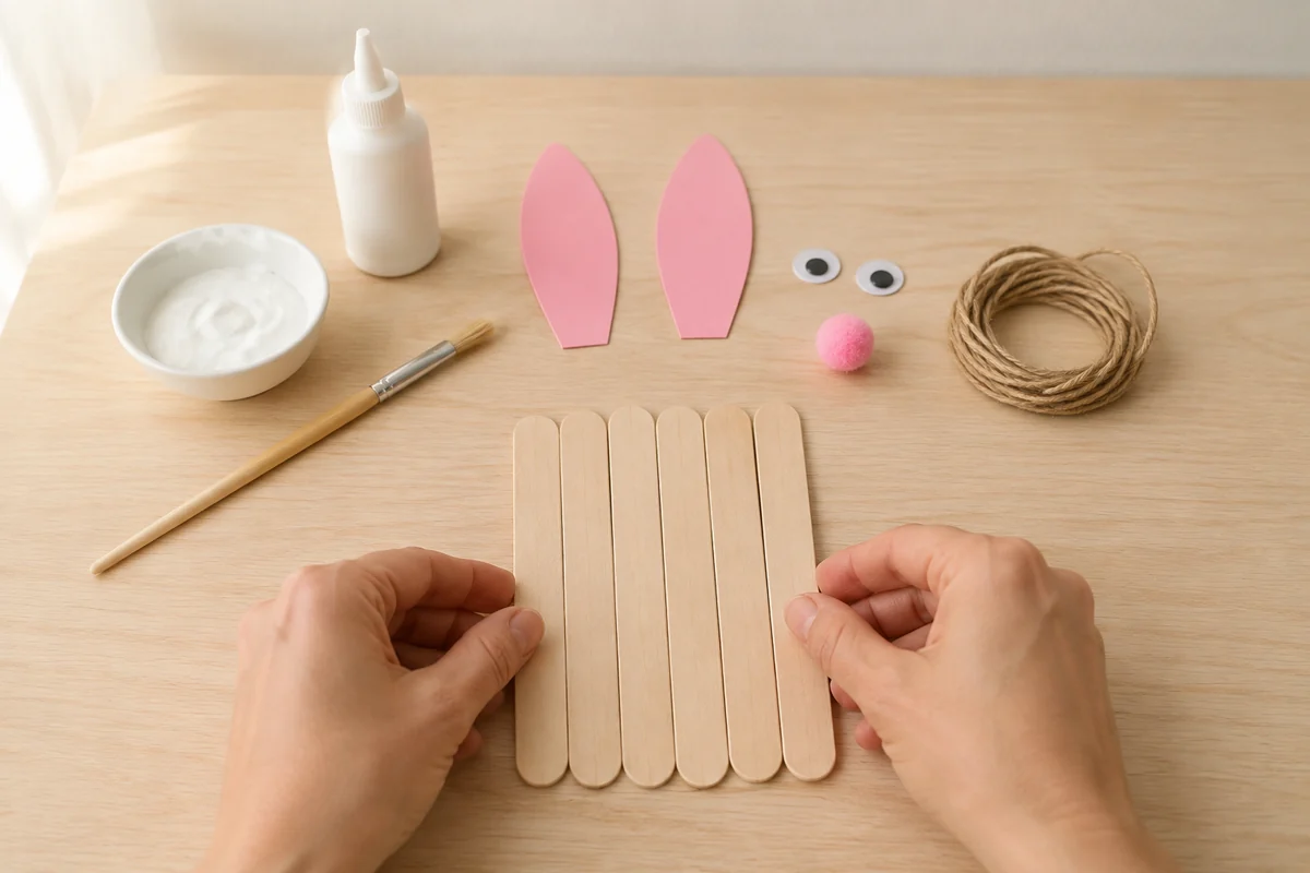 Étape 1 de lapin de pâques en bâtonnets : aligner les bâtonnets